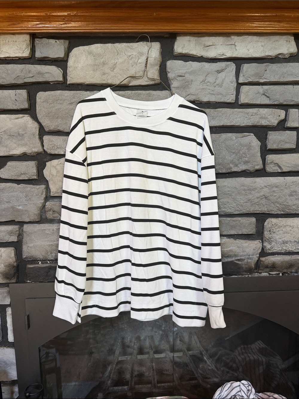 Danskin Classic Black & White Striped Long Sleeve Tee